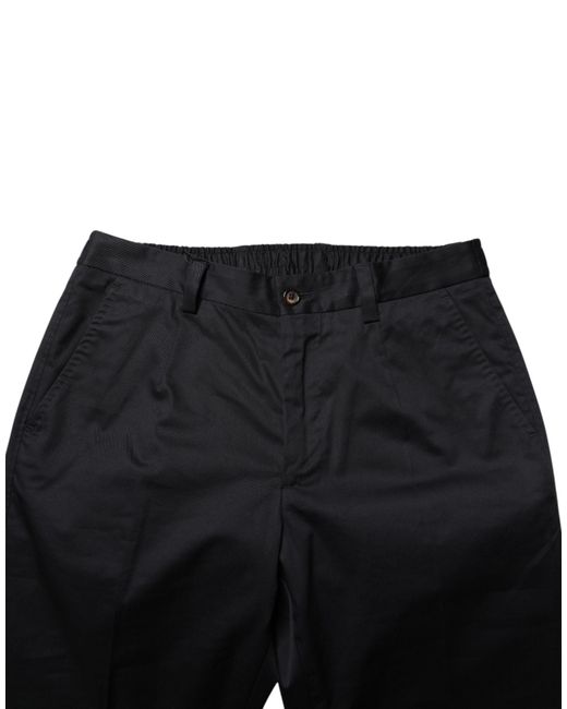 Dolce & Gabbana Black Dark Cotton Skinny Dress Trouser Pants Elastane for men