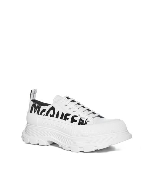 Alexander McQueen Tread Slick Leather Sneakers in White for Men 