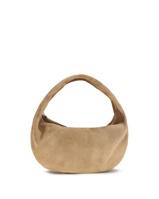 Khaite Metallic Olivia Medium Hobo Bag Calf Suede Shoulder