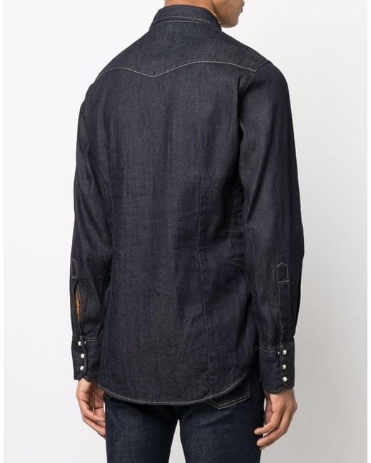 DSquared² Blue Western Denim Shirt With Hemp Blend for men