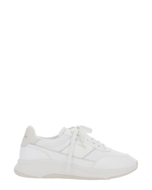 Axel Arigato White 'Genesis Neo Runner' Low Top Sneakers With Logo Lettering On Tongue And Heel for men