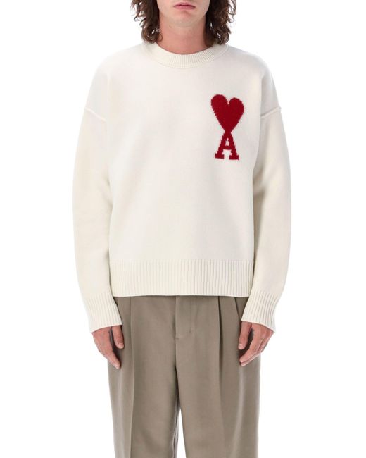 Ami Paris "ami De Coeur" Sweater in White for Men | Lyst UK