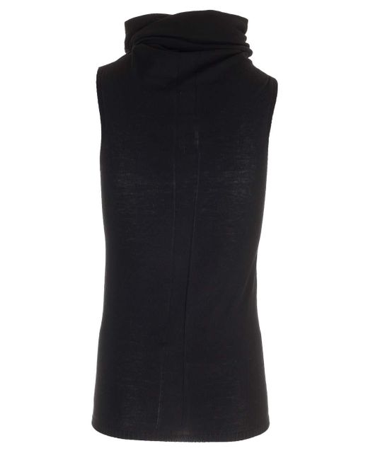 Rick Owens Black Fitted Jersey Top