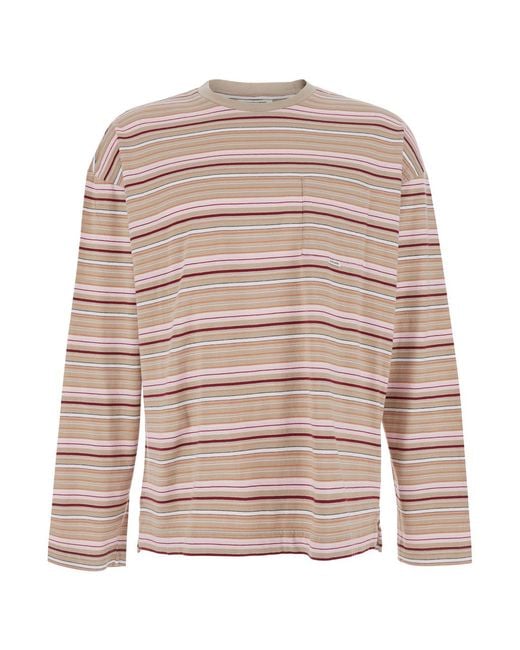 sunflower Natural T-Shirt Stripe Ls Pocket With And Long Sleeves Cotton Jersey for men