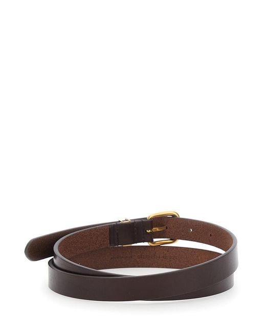 Saint Laurent White Belt Cassandre Plate Leather Calfskin for men