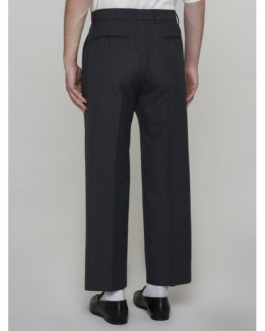 Gucci Blue Wool-Blend Trousers for men