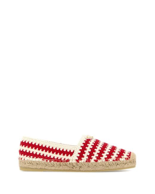 Prada Red Crochet Triangle Espadrilles