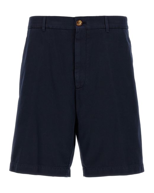 Brunello Cucinelli Blue Cotton Bermuda Shorts for men