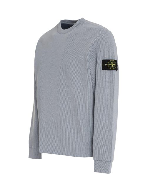 Stone Island Gray Cotton Blend Crew-neck Sweater for men