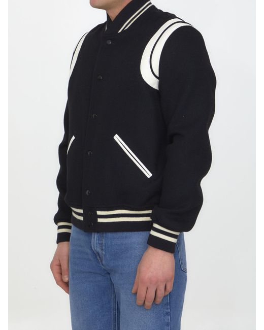 Saint Laurent Blue Teddy Bomber Jacket for men