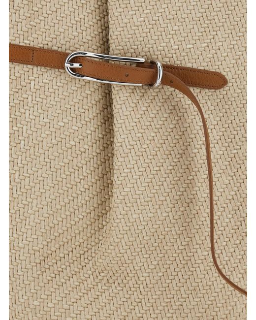 Liffner Natural Shoulder Bag Belted Bucket Large Raffia