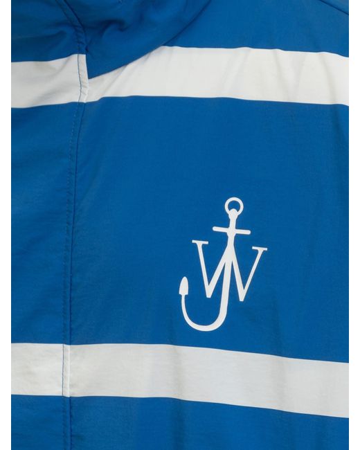 J.W. Anderson Blue Logo Print Striped Jacket for men