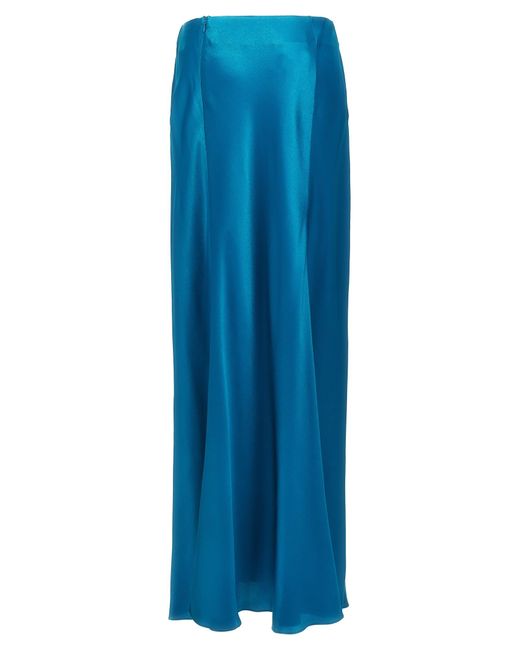 Alberta Ferretti Blue Long Satin Skirt