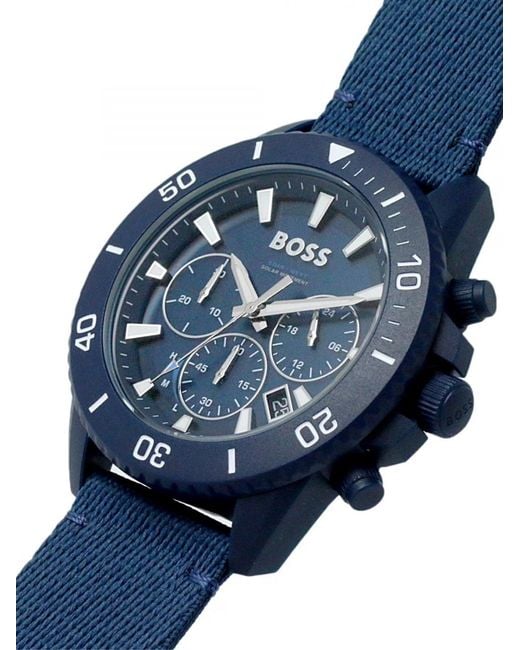 Boss Blue Admiral Ocean Solar Quartz Chronograph Watch Accessories Jewelry for men