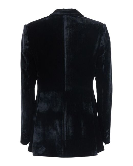 P.A.R.O.S.H. Black P.A.R.O..H. Double-Breasted Velvet Blazer Viscose Blazers