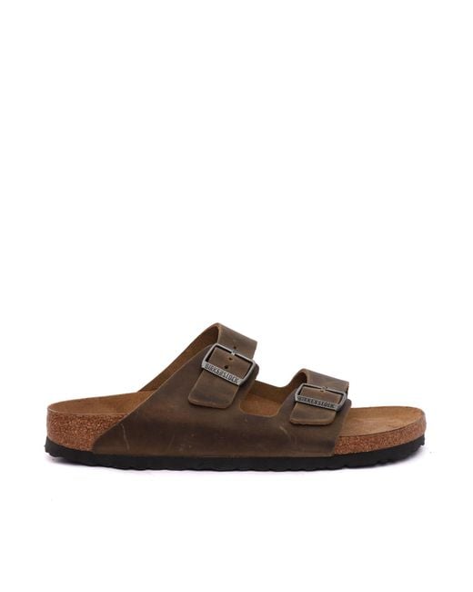 Birkenstock Brown Arizona Sfb Faded Khaki, Oiled Leather Sole for men