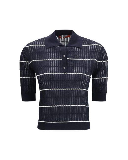 Max Mara Blue Polo Gallo Wool And Silk Silk; Ovis Aries Knitwear