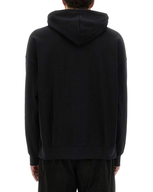 MSGM Black Hoodie Cotton Sweatshirts for men