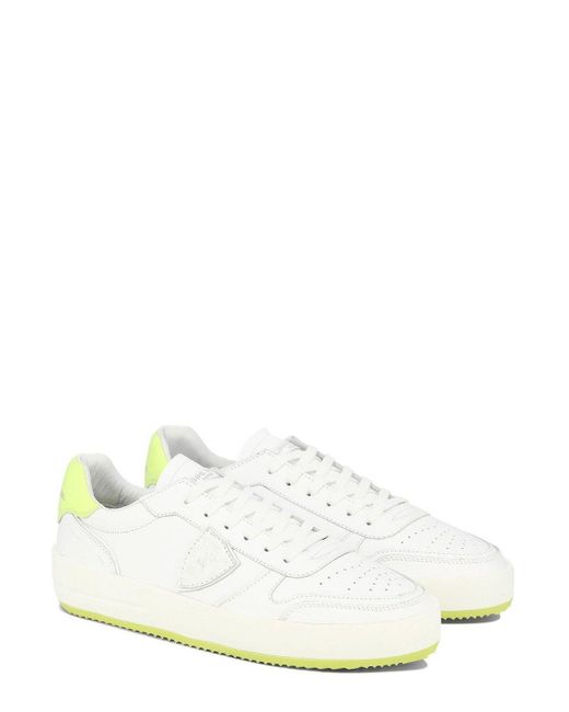 Philippe Model White Lyon Logo-patch Lace-up Sneakers for men