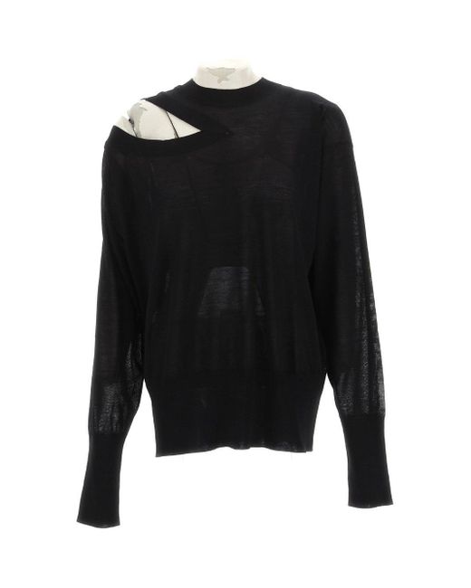 Stella McCartney Black Cut Out-Detail Crewneck Knitted Top
