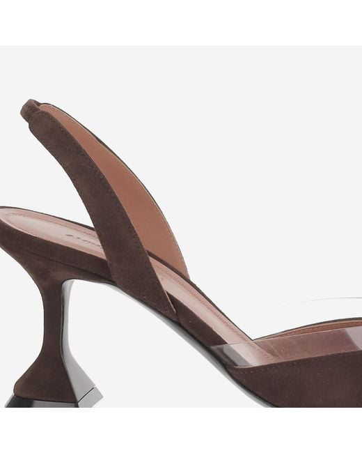 AMINA MUADDI Brown Slingbacks Lara Suede Leather Shoe
