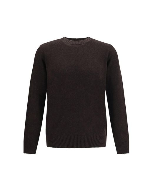 Brooksfield Black Crewneck Sweater Fleece Wool Ovis Aries for men