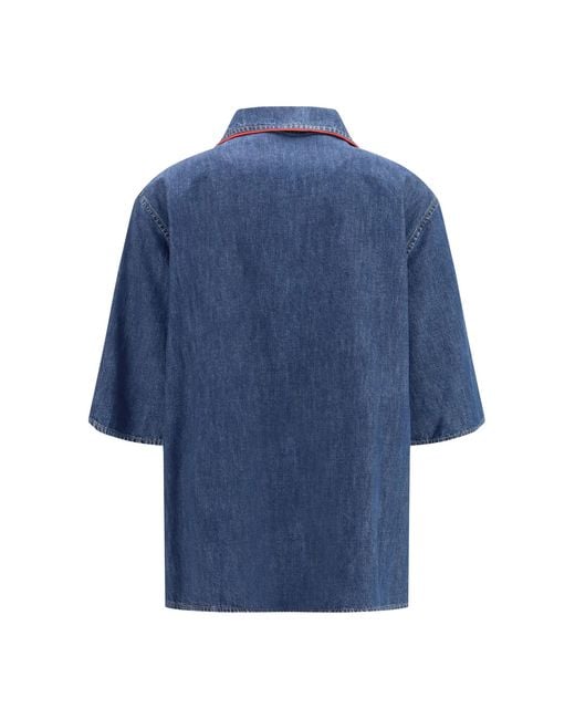 Valentino Blue Denim Shirt Scuro Cotton