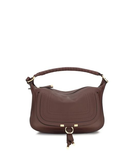 Chloé Brown Marcie Small Shoulder Bag Calf Leather Bos Taurus