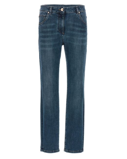Brunello Cucinelli Blue Cotton Straight-Leg Jeans Clothing