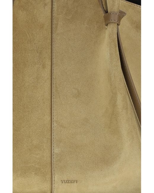 Yuzefi Metallic Shoulder Bag Suede Leather Calf