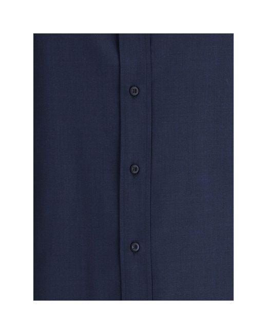 Brunello Cucinelli Blue Cotton Shirt for men