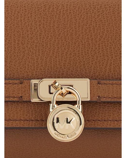 MICHAEL Michael Kors Brown Pouch Hamilton Grained Leather Cow Clutch Bags