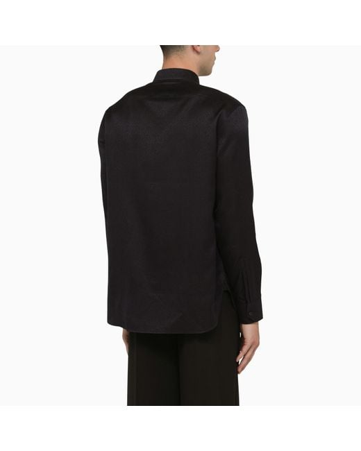 Saint Laurent Black Dark Silk Shirt for men