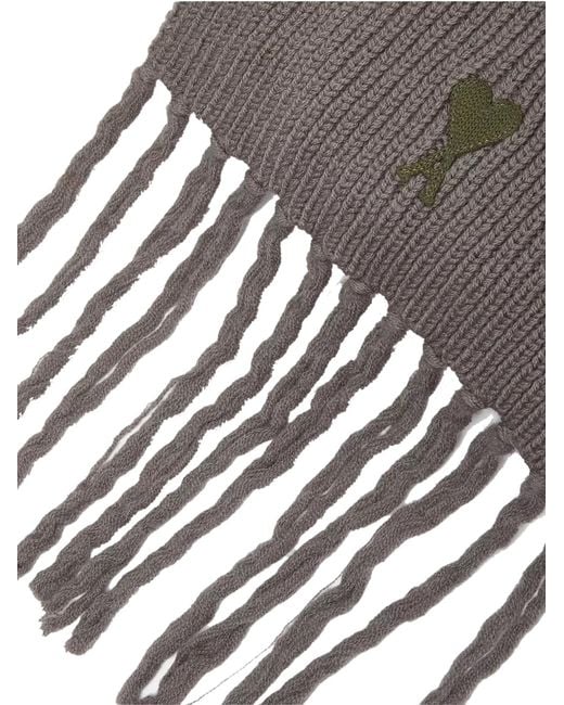 AMI Gray De Coeur Logo Scarf Accessories for men