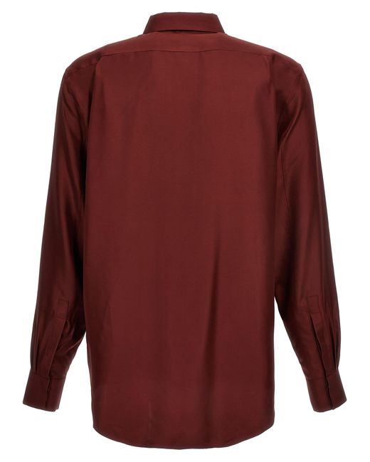 Alexander McQueen Red Concealed-placket Silk Shirt for men