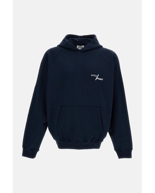 A.P.C. Blue Fragment Cotton Hooded Sweatshirt for men