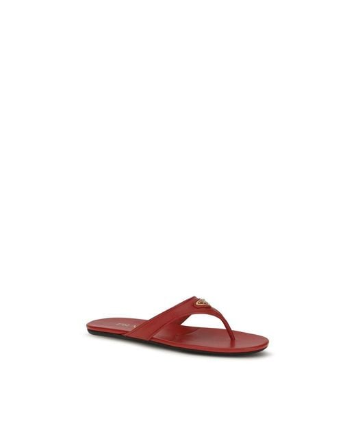 Prada Red Calf Leather Bos Taurus Flat Sandals