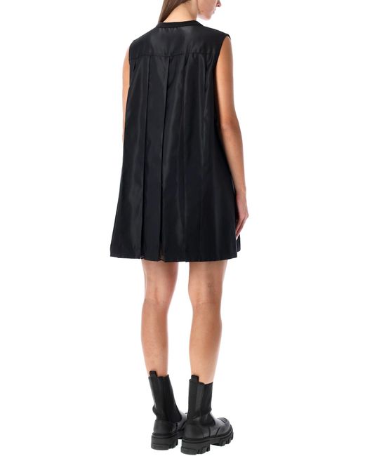 Sacai Black Short Dress With Contrasting Pleated Back