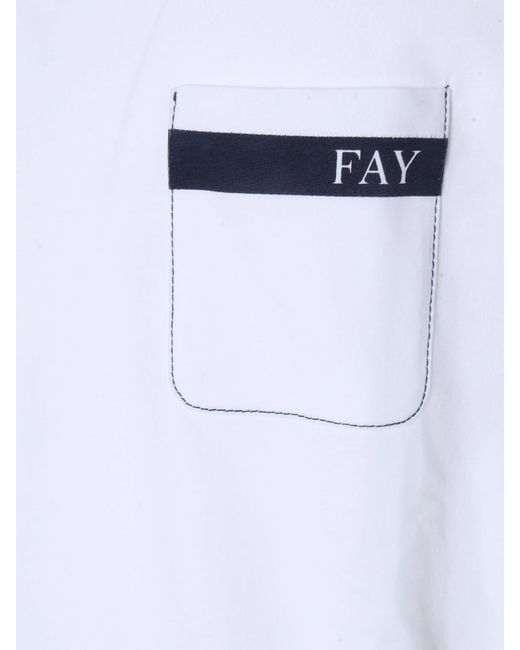 Fay White T-Shirt With Pocket for men