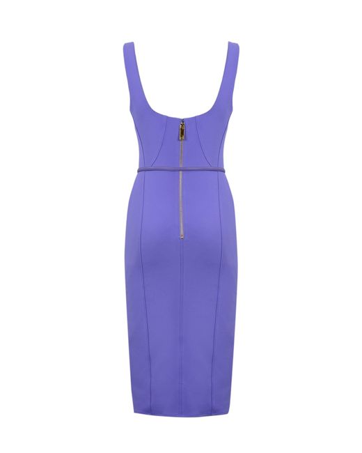 Elisabetta Franchi Purple Stretch Crepe Sheath Dress