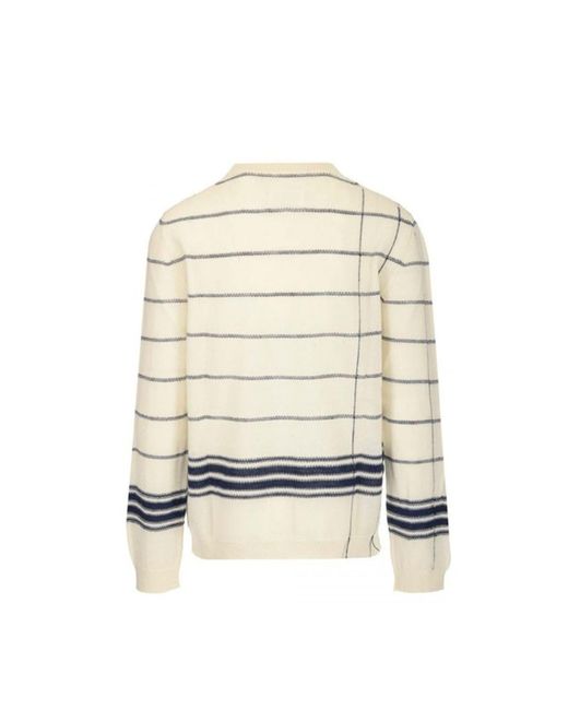 Maison Margiela White Striped Sweater for men