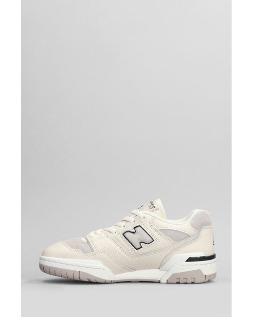New Balance White 550 Sneakers In Beige Suede And Leather