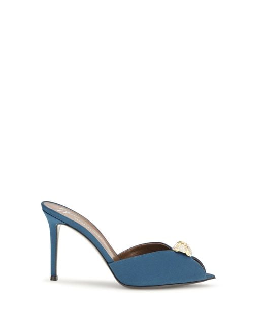 Giuseppe Zanotti Blue Intrigo Cocktail Mules Sandals Calf Leather Bos Taurus