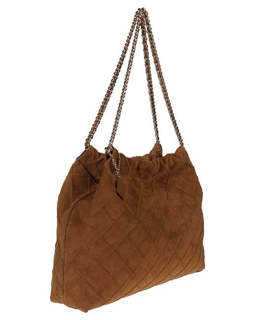 Tory Burch Brown Suede Drawstring Hobo Bag