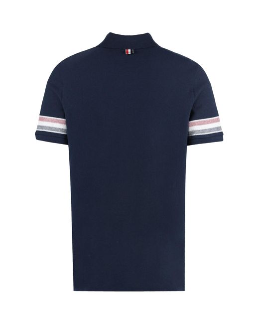 Thom Browne Blue Short Sleeve Cotton Polo Shirt for men