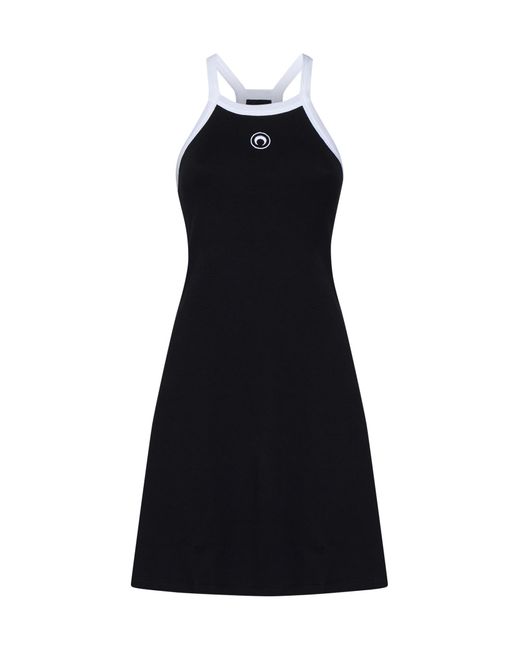 MARINE SERRE Black Organic Cotton Mini Dress