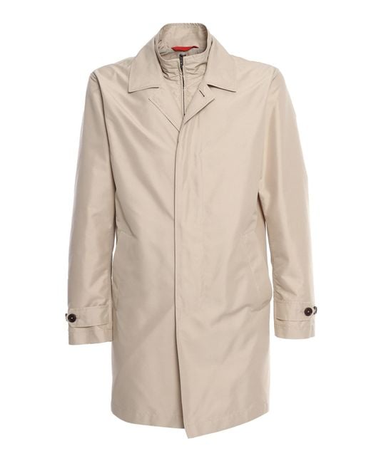 Fay Morning Double Front Coat in Natural for Men | Lyst