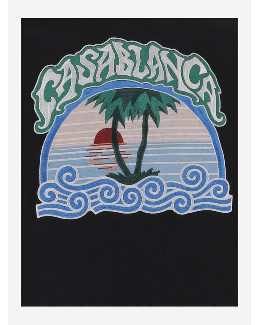 Casablanca Black Sweatshirt With Embroidery, Cotton Organic Sweatshirts for men