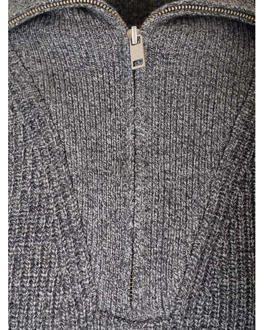 Isabel Marant Gray Rib Knit Zip-up Sweater for men
