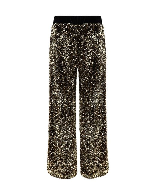 Ella Black Velvet Pants With Sequins Polyamide